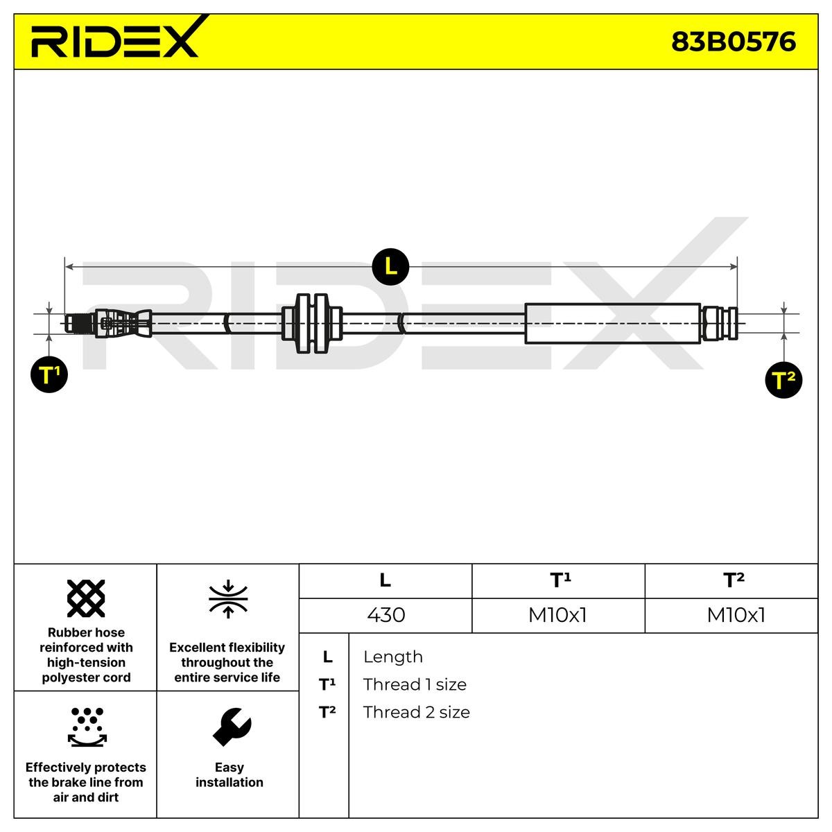RIDEX Brake hose Article number: 83B0576 cheaply