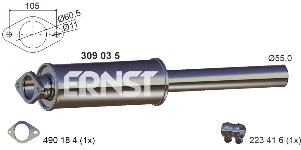 ERNST Front Silencer Article number: 309035 cheaply