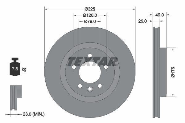 TEXTAR Brake disc Article number: 92307803 cheaply