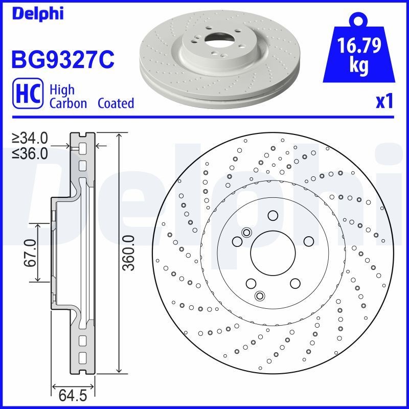 DELPHI Brake disc Article number: BG9327C cheaply