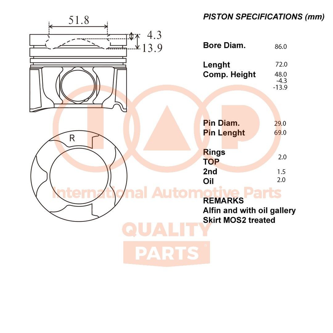 IAP QUALITY PARTS Piston Article number: 100-17211 cheaply