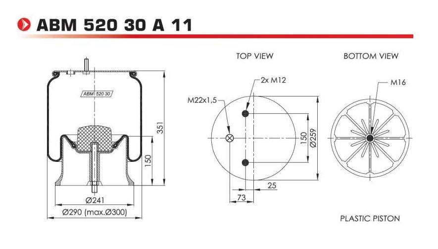OEM Lõõts,õhkvedrustus ABM52030A11 pärit NEOTEC