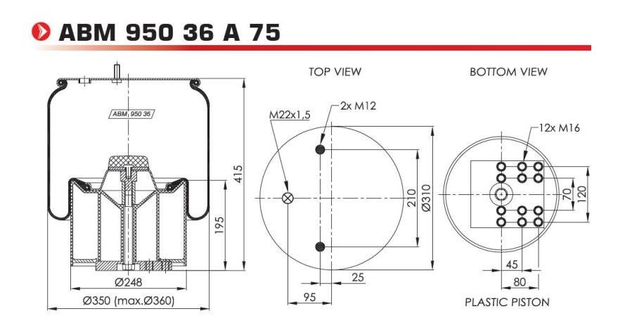 OEM Lõõts,õhkvedrustus ABM95036A75 pärit NEOTEC