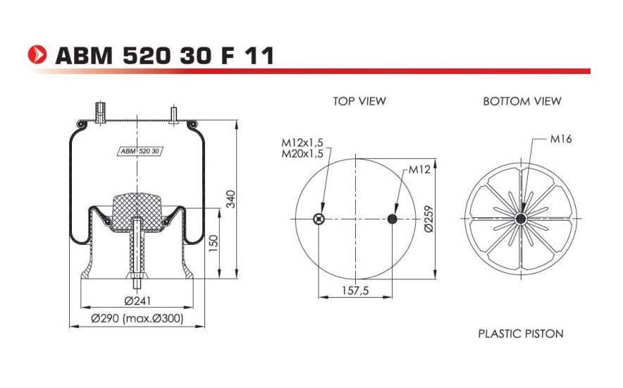 OEM Fjerbælg, luftaffjedring ABM52030F11 fra NEOTEC