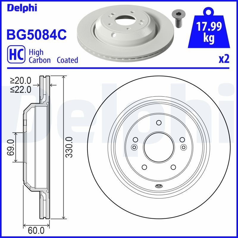 DELPHI Disque de frein UGS: BG5084C à peu de frais