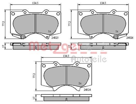 METZGER Brake pad set Article number: 1170860 cheaply