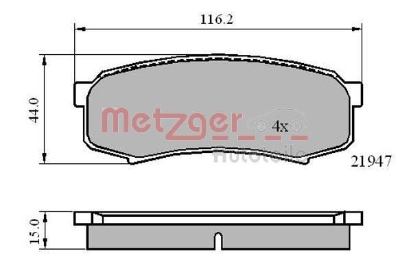 METZGER Brake pad set Article number: 1170871 cheaply