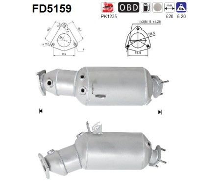 AS Diesel particulate filter Article number: FD5159 cheaply