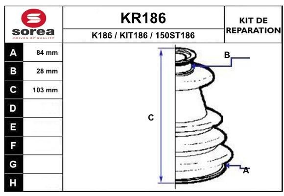 EAI Bellow Set, drive shaft Article number: KR186 cheaply