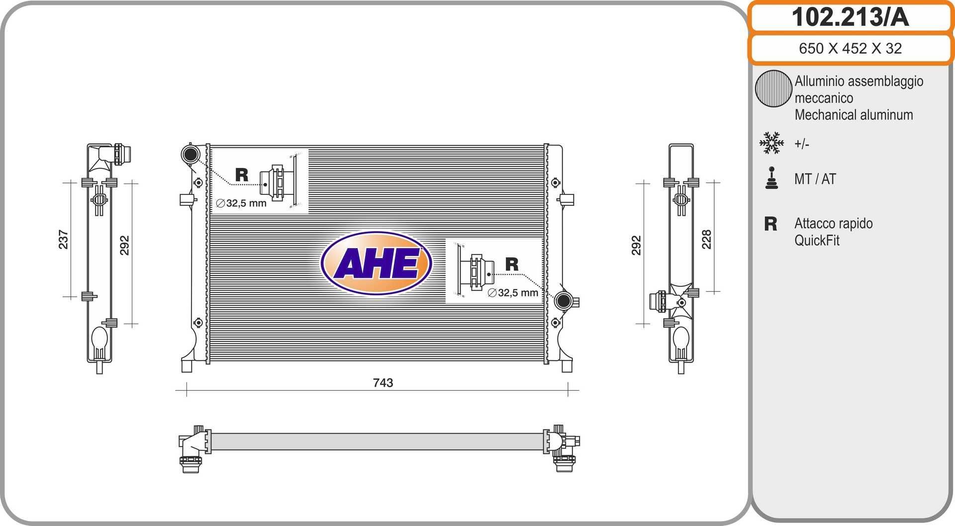 AHE Engine radiator Article number: 102.213/A cheaply