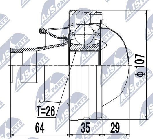 NTY Joint kit, drive shaft Article number: NPW-FR-070 cheaply
