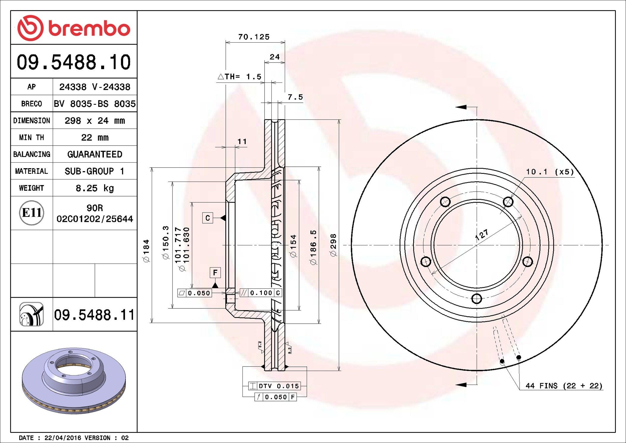 BREMBO Bremžu diski raksta numurs: 09.5488.10 lēti