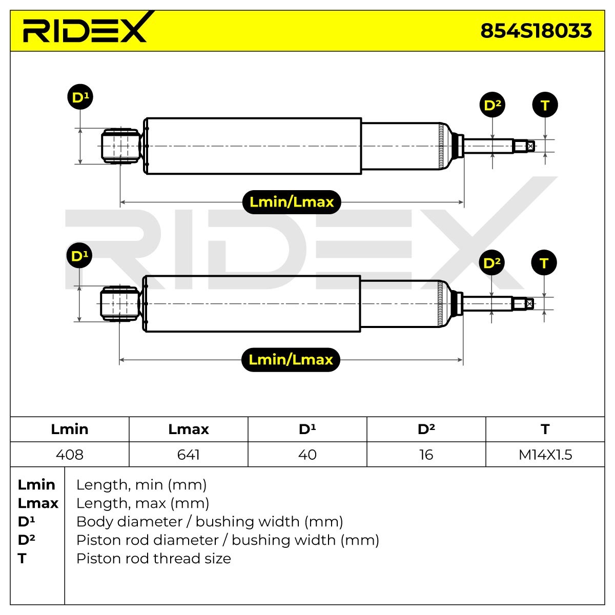 RIDEX Shock absorber Article number: 854S18033 cheaply