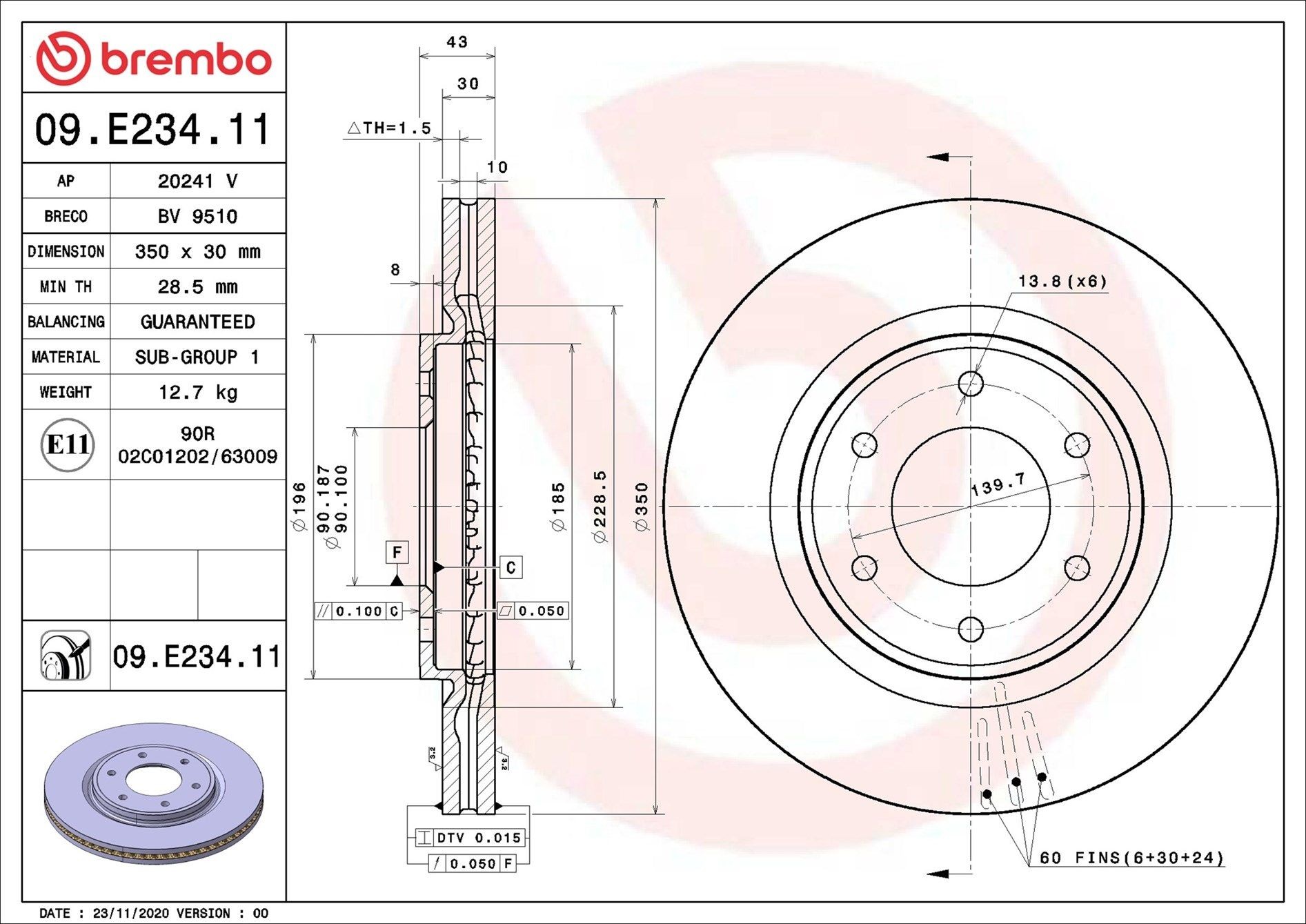 BREMBO Piduriketas Artikli number: 09.E234.11 soodsalt