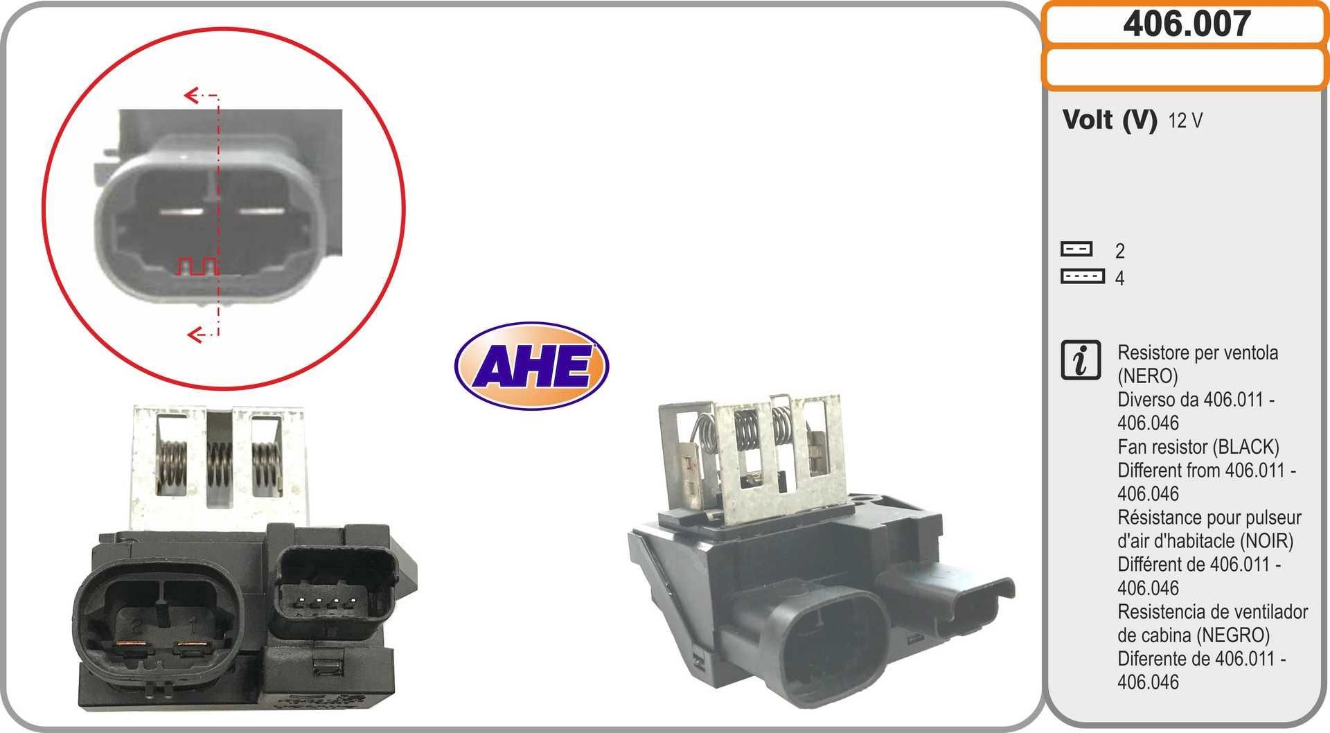 AHE 406.007 Formodstand, kølerblæser-elmotor C3 1.2 PureTech LPG 83 HK Benzin/Autogas (LPG)