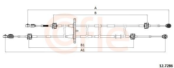 COFLE 92.12.7286 Cable, manual transmission DOBLO 1.6 D Multijet (263AXD1B, 263AXX1B) 105 PS Diesel