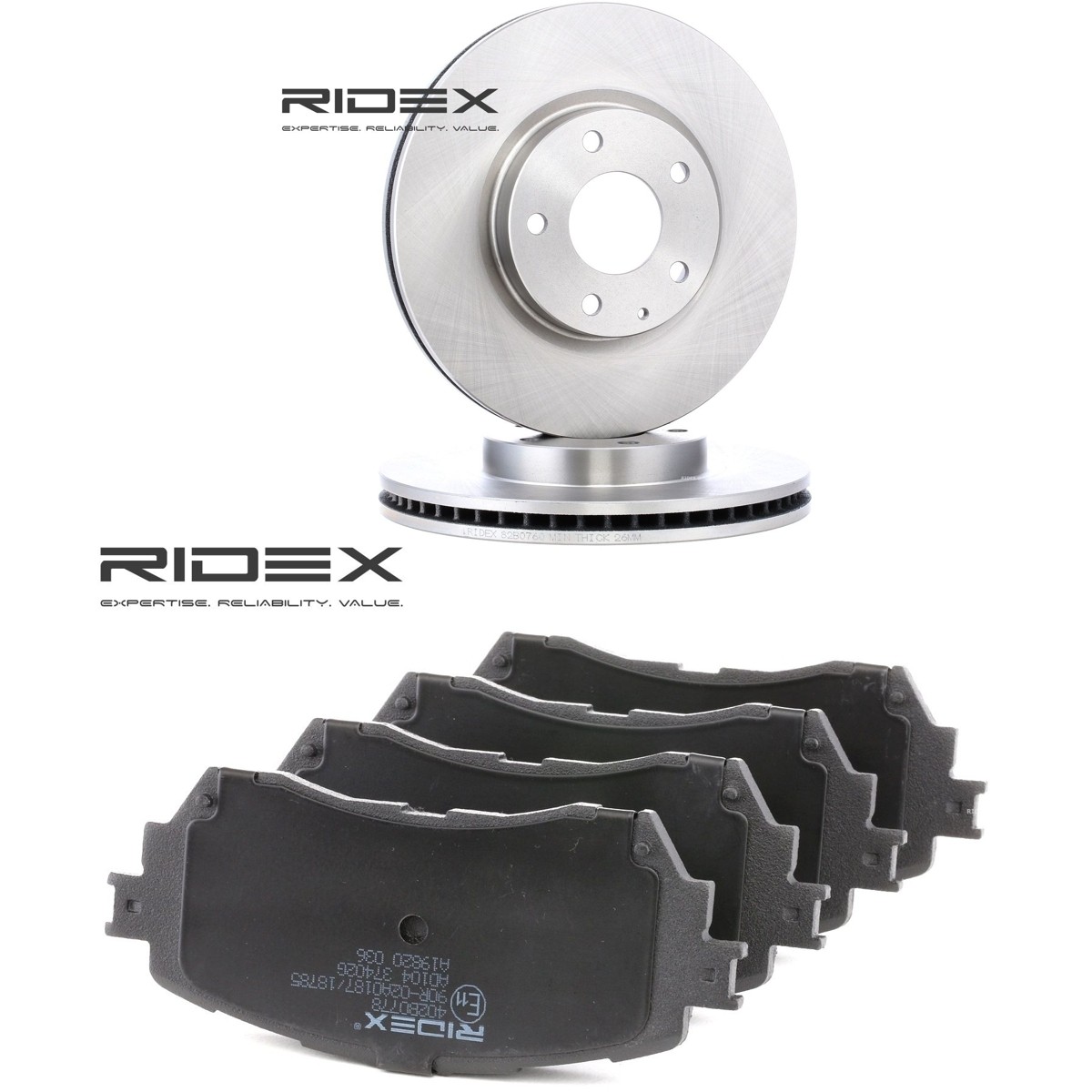 RIDEX Brake discs and pads set Article number: 3405B1422 cheaply