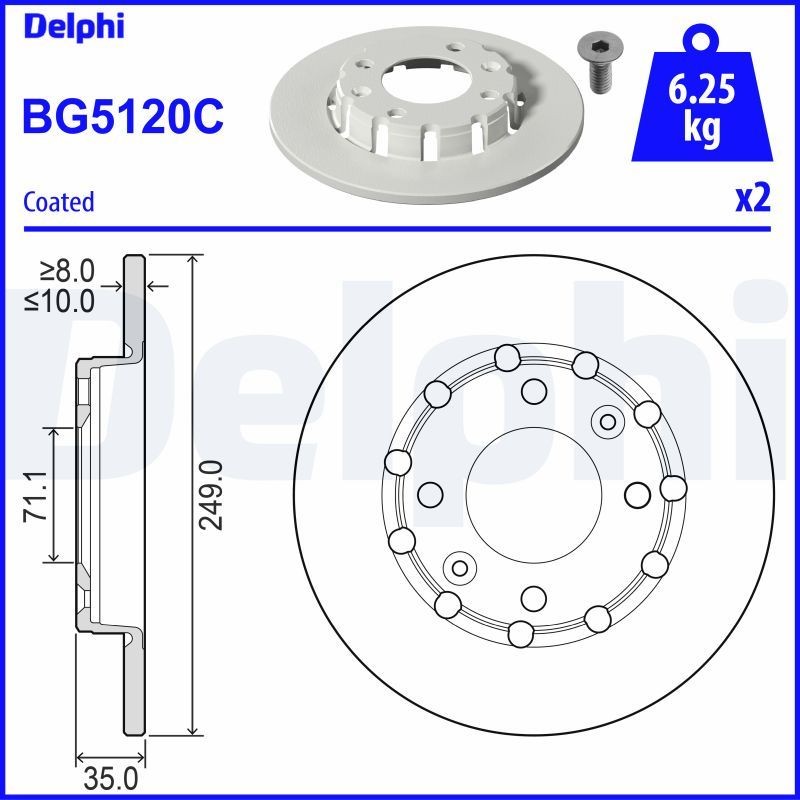 DELPHI Brake disc Article number: BG5120C cheaply