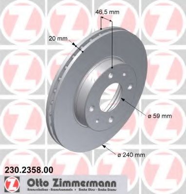 ZIMMERMANN Brake disc Article number: 230.2358.00 cheaply