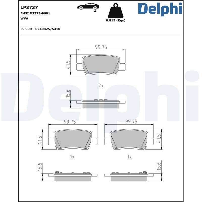 DELPHI Brake pad set Article number: LP3737 cheaply