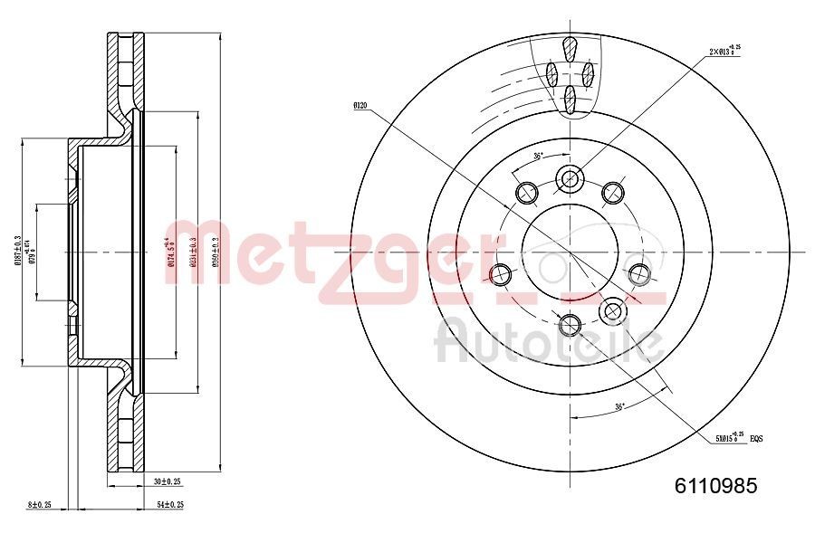 METZGER Brake disc Article number: 6110985 cheaply
