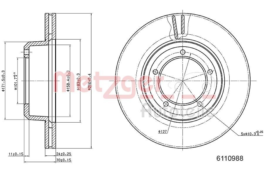 METZGER Brake disc Article number: 6110988 cheaply