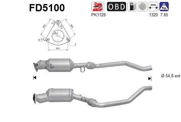 AS Diesel particulate filter Article number: FD5100 cheaply