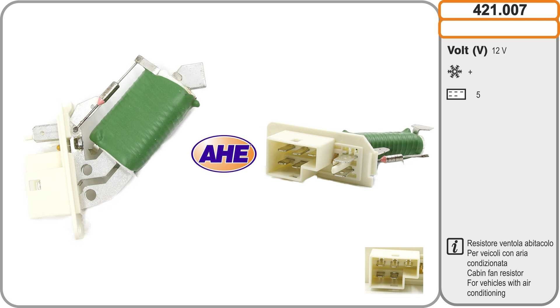 AHE Pre-resistor, electro motor radiator fan Article number: 421.007 cheaply