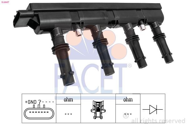 FACET Ignition coil Article number: 9.6447 cheaply