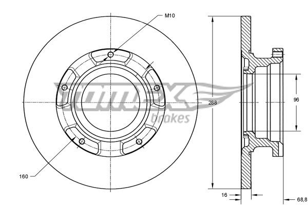 TOMEX brakes Brake disc Article number: TX 73-93 cheaply