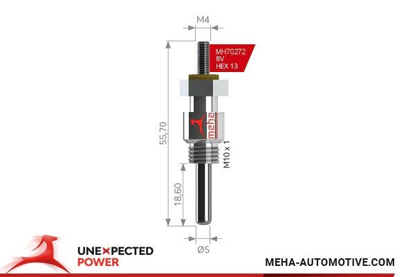 MEHA AUTOMOTIVE MH70272 Glow Plug, parking heater TRANSIT 2.0 DI 75 PS Diesel 2006