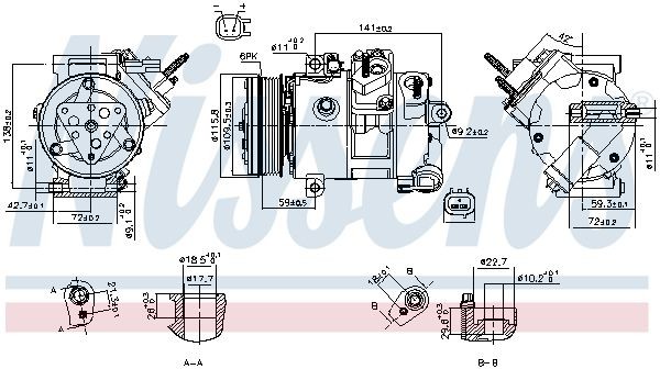 NISSENS Air conditioning compressor Article number: 890772 cheaply