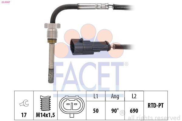 FACET Sensor, exhaust gas temperature Article number: 22.0367 cheaply