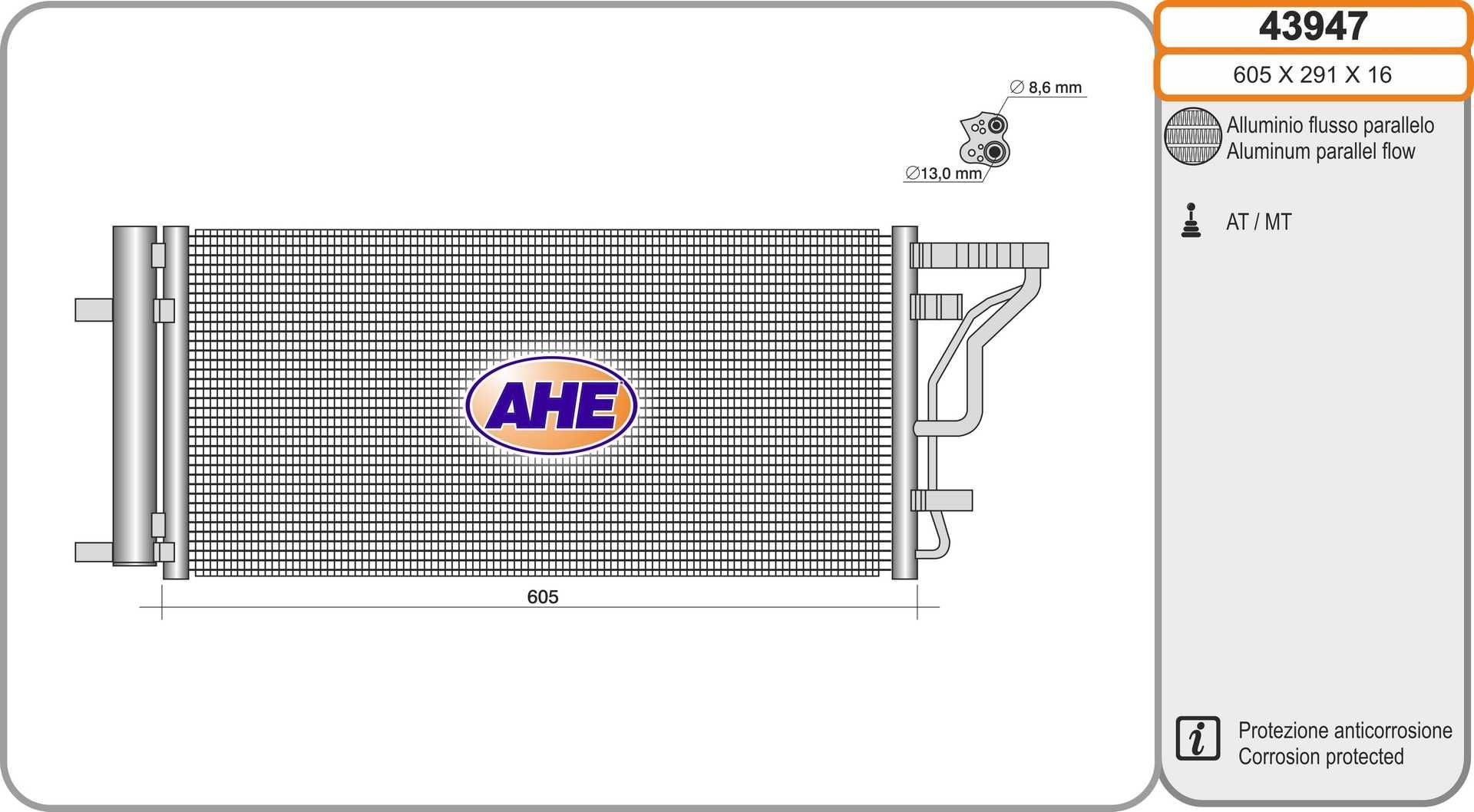 AHE Air conditioning condenser Article number: 43947 cheaply