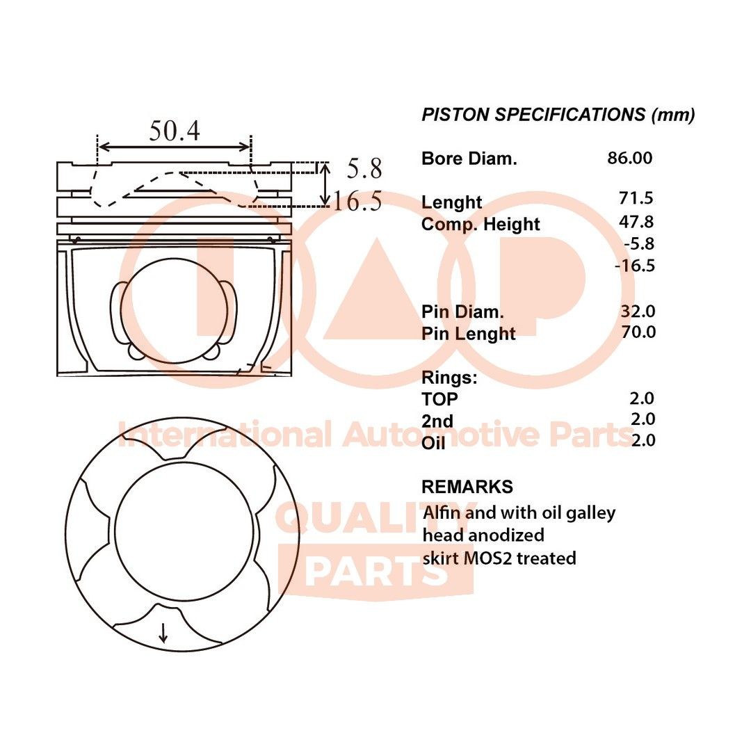 IAP QUALITY PARTS Piston Article number: 100-12130 cheaply