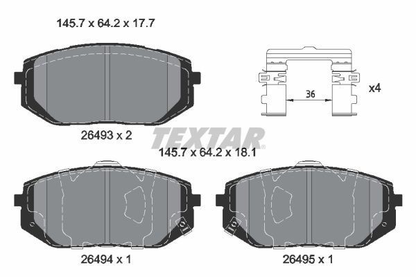TEXTAR Brake pad set Article number: 2649301 cheaply