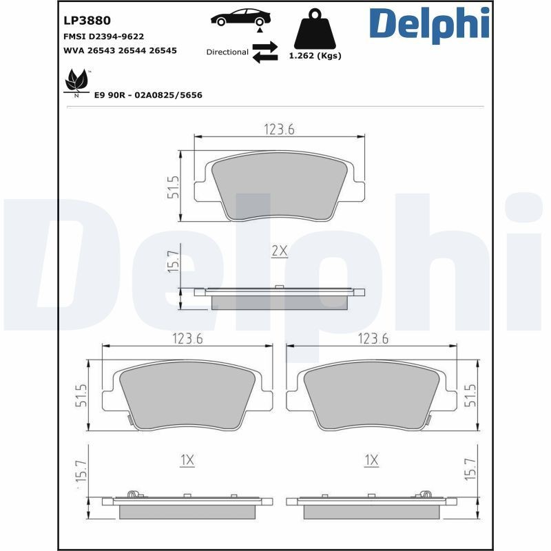 DELPHI Brake pad set Article number: LP3880 cheaply