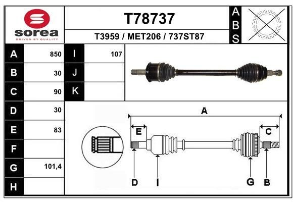 EAI Drive shaft Article number: T78737 cheaply