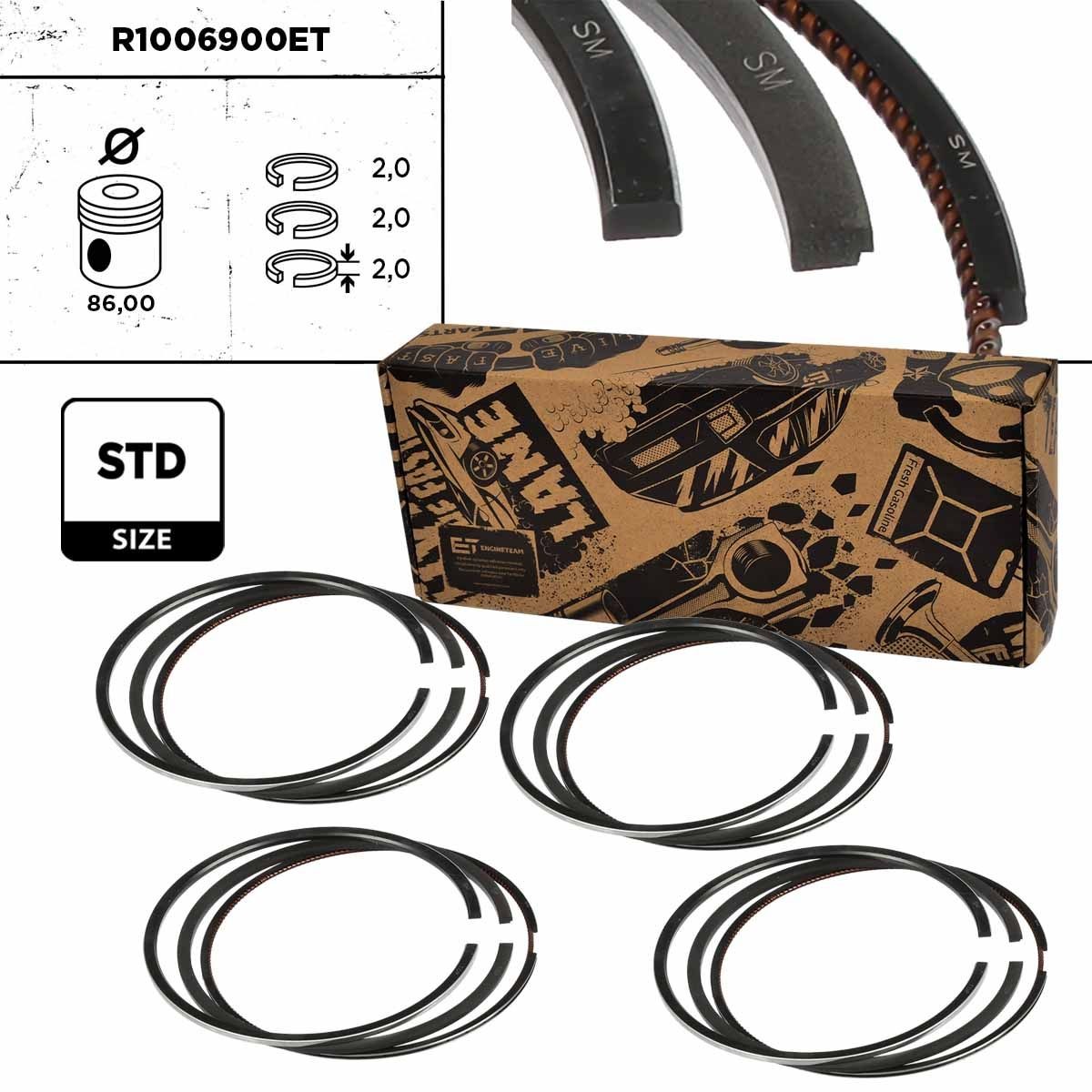 ET ENGINETEAM Piston Ring Kit Article number: R1006900ET cheaply