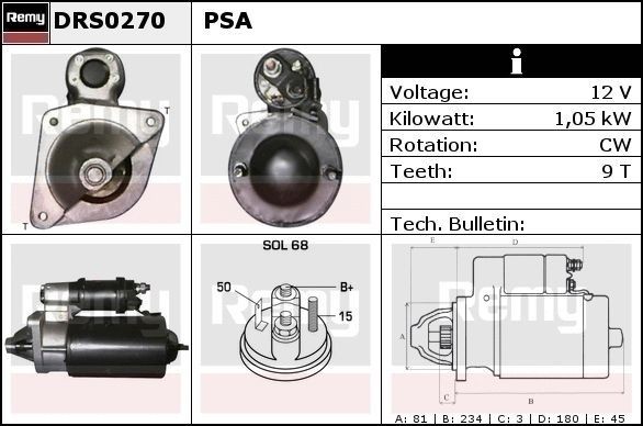 DELCO REMY Starter motor Article number: DRS0270 cheaply