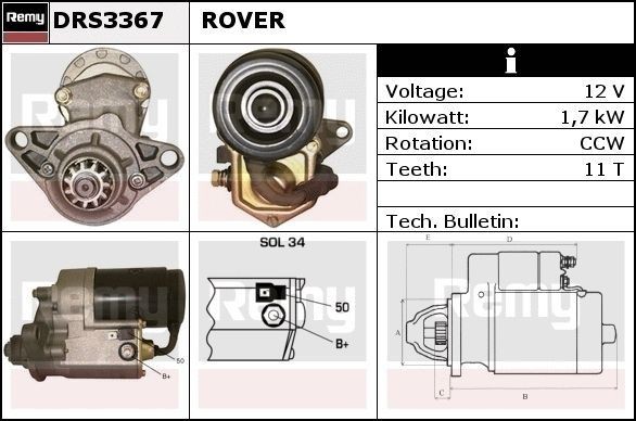 DELCO REMY Starter motor Article number: DRS3367 cheaply