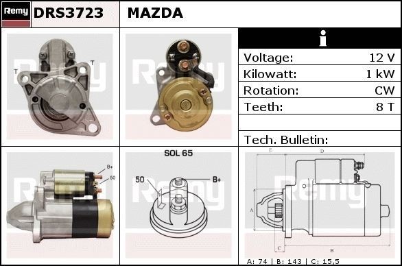 DELCO REMY Starter motor Article number: DRS3723 cheaply