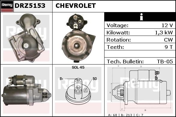 DELCO REMY Starter motor Article number: DRZ5153 cheaply