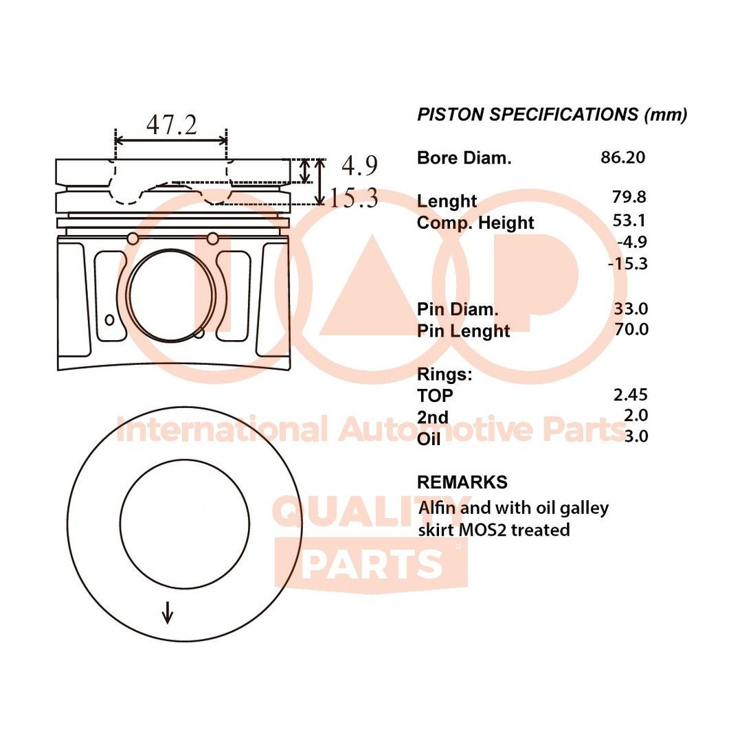 IAP QUALITY PARTS Piston Article number: 100-18036 cheaply