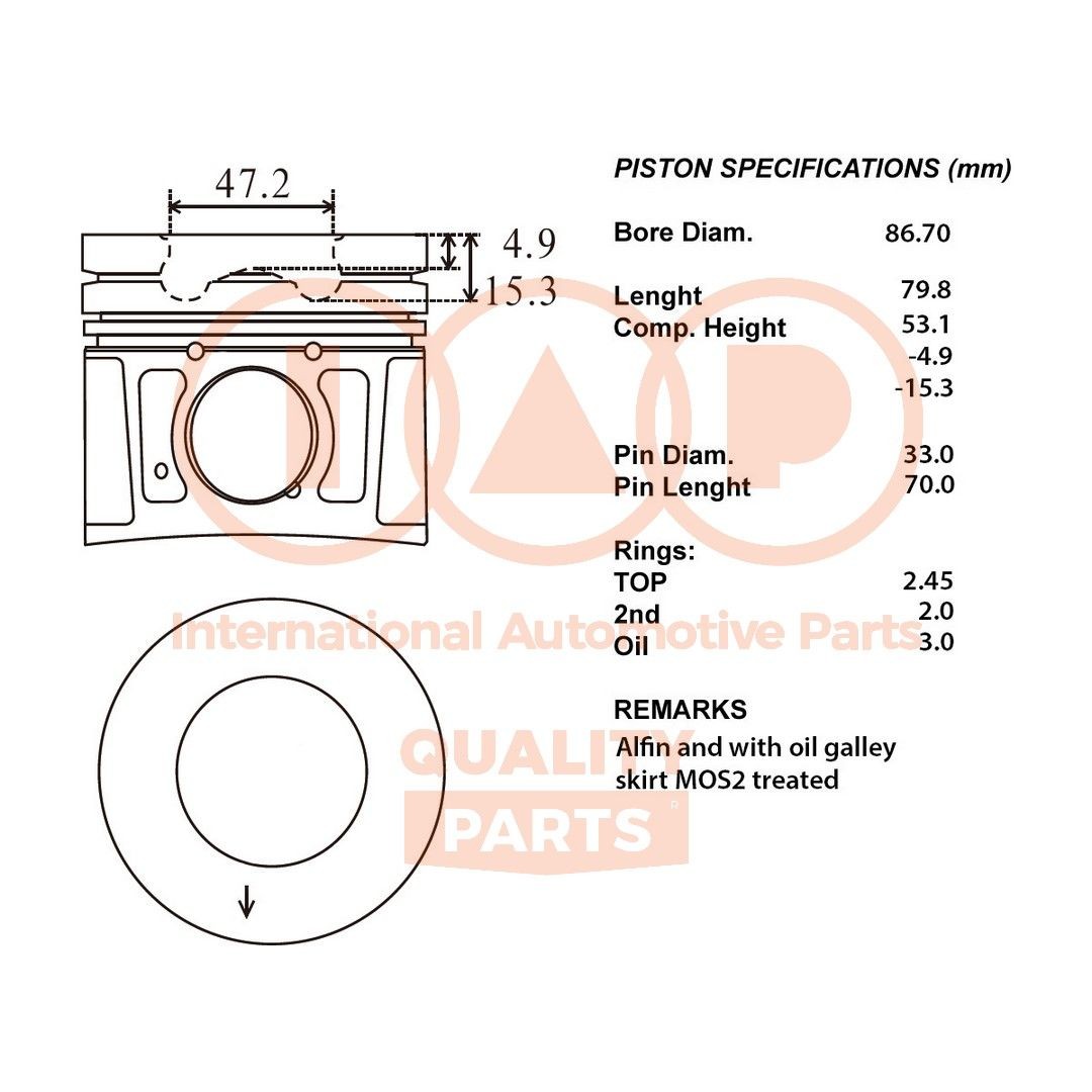 IAP QUALITY PARTS Piston Article number: 100-18037 cheaply