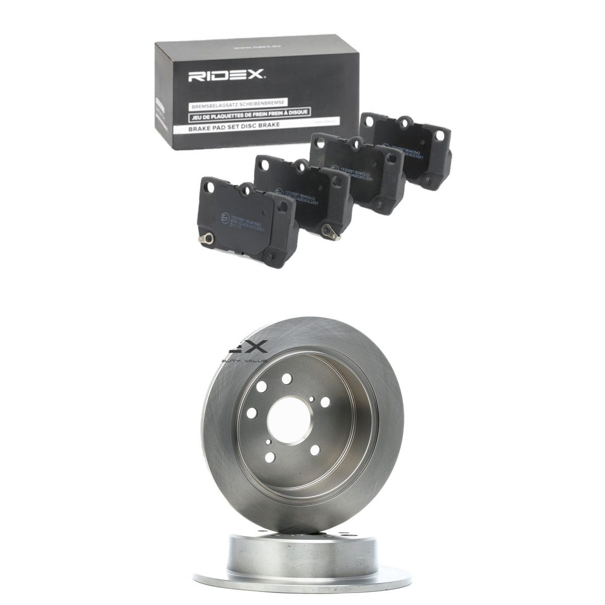 RIDEX Brake discs and pads set Article number: 3405B2192 cheaply