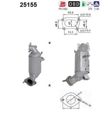 AS Catalytic converter Article number: 25155 cheaply