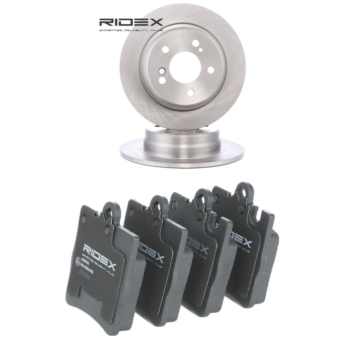 RIDEX Brake discs and pads set Article number: 3405B2210 cheaply