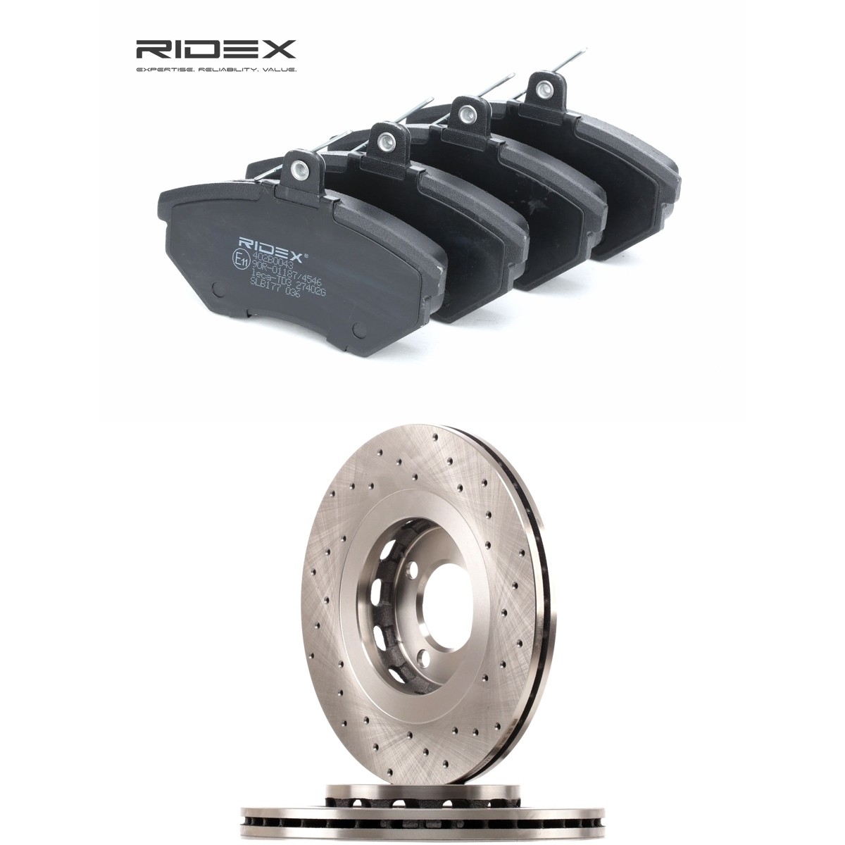 RIDEX Brake discs and pads set Article number: 3405B2522 cheaply