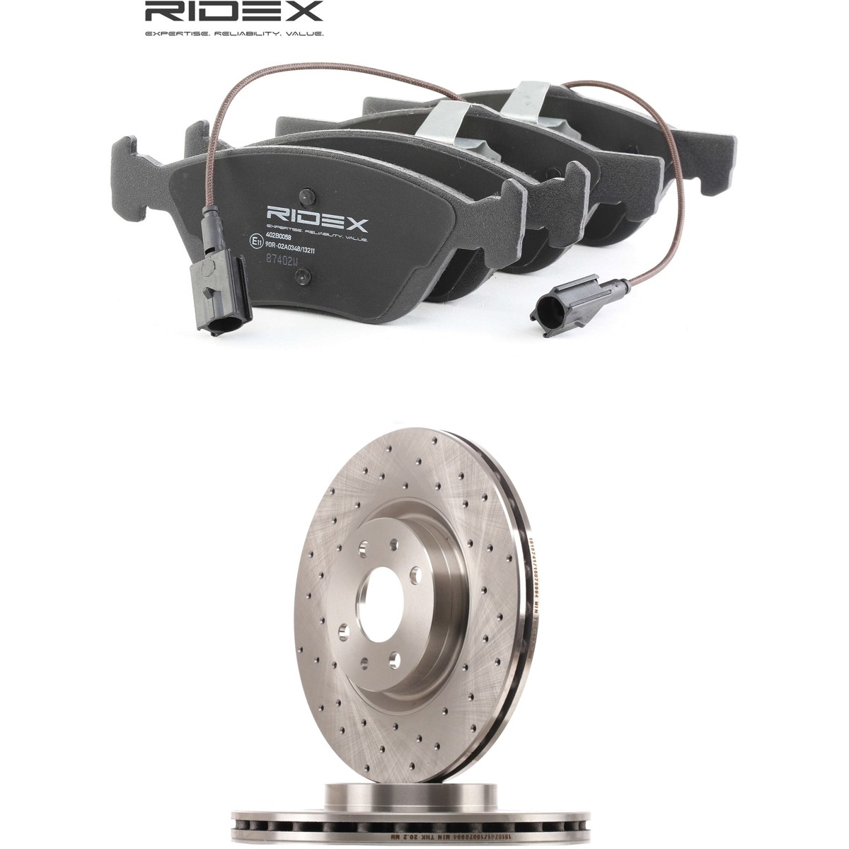 RIDEX Brake discs and pads set Article number: 3405B2591 cheaply